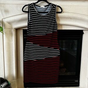Calvin Klein midi dress black white red size 6